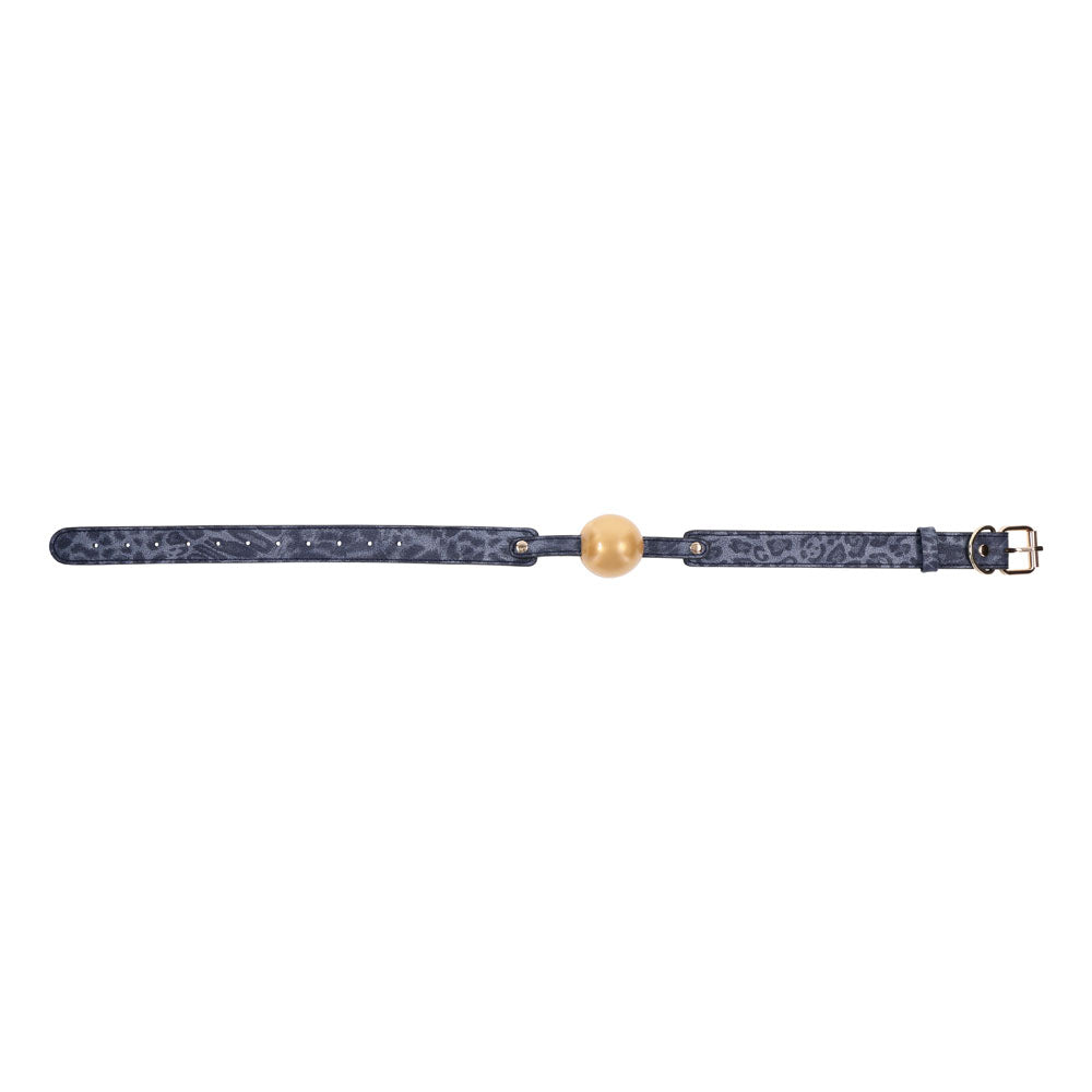 Sex & Mischief Cougar Ball Gag Navy Blue/Gold Mouth Restraint