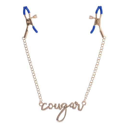 Sex & Mischief Cougar Nipple Clamps Gold Nipple Clamps With 33 Cm Chain