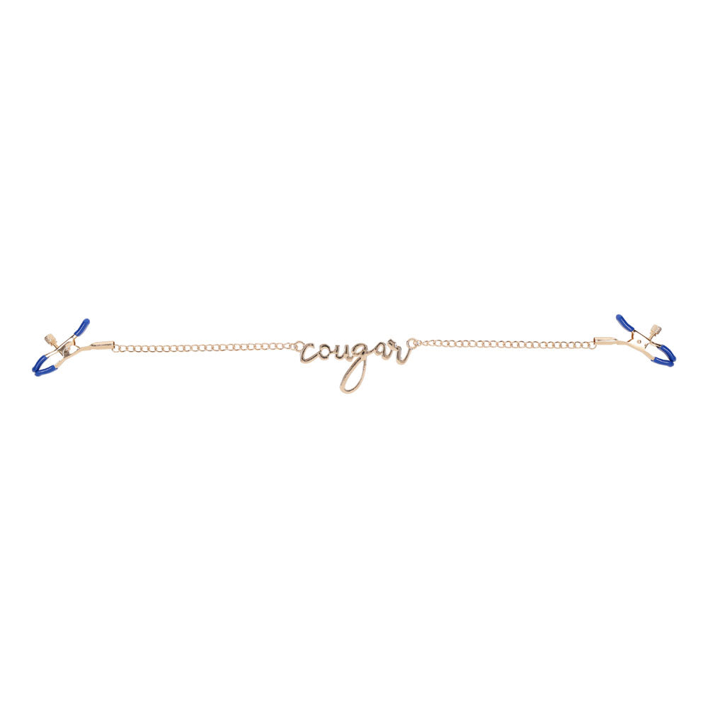 Sex & Mischief Cougar Nipple Clamps Gold Nipple Clamps With 33 Cm Chain