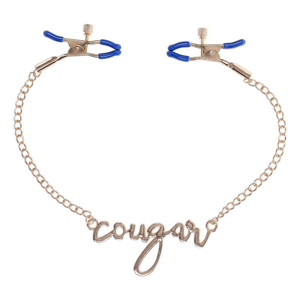 Sex & Mischief Cougar Nipple Clamps Gold Nipple Clamps With 33 Cm Chain