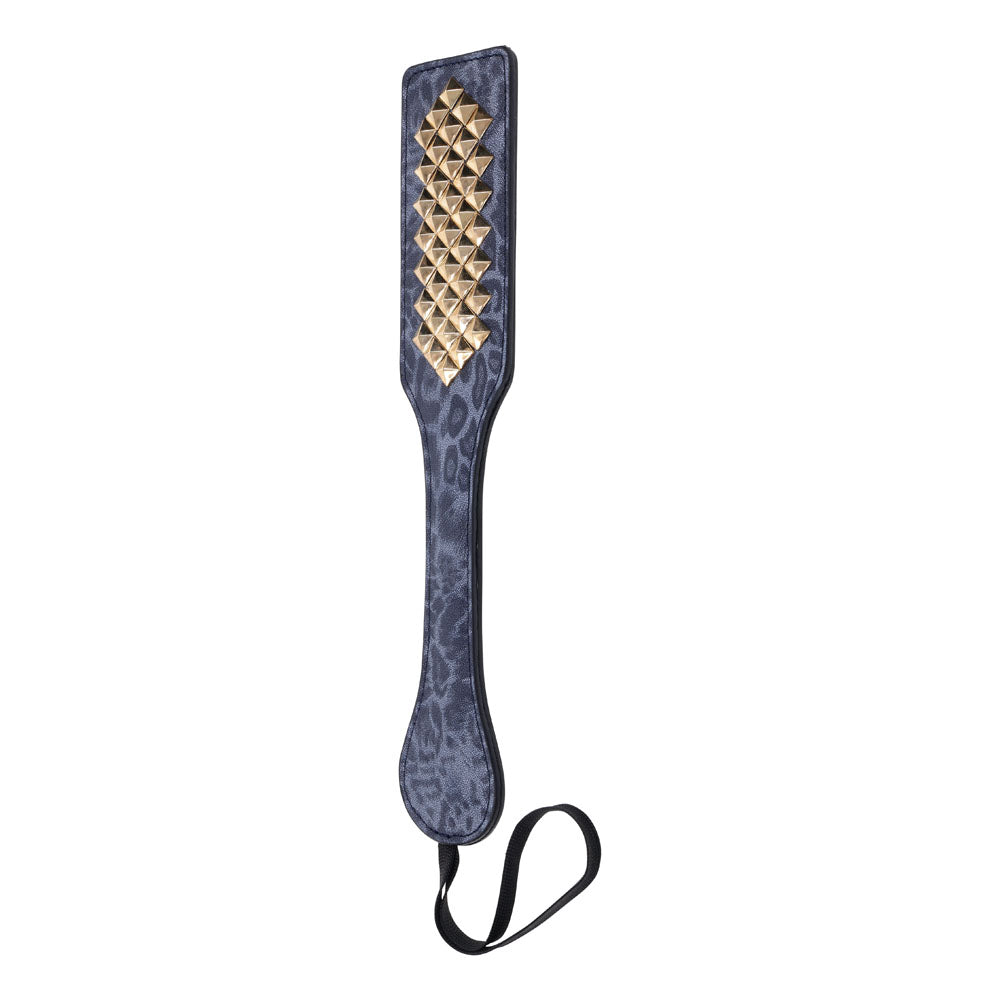 Sex & Mischief Cougar Studded Paddle Navy Blue Paddle With Gold Studs