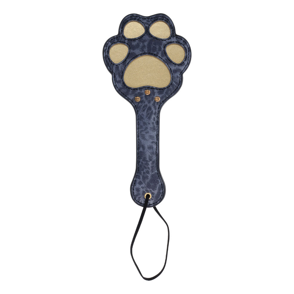 Sex & Mischief Cougar Paw Paddle Navy Blue/Gold Spanking Paddle