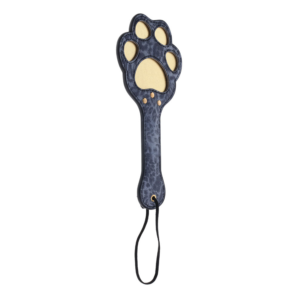 Sex & Mischief Cougar Paw Paddle Navy Blue/Gold Spanking Paddle