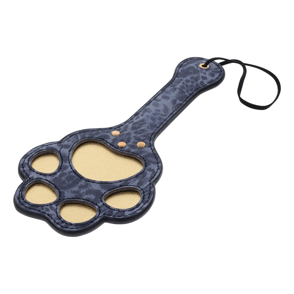 Sex & Mischief Cougar Paw Paddle Navy Blue/Gold Spanking Paddle