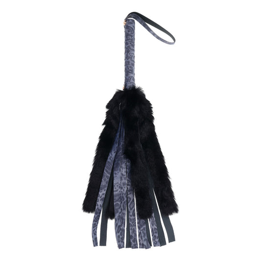 Sex & Mischief Cougar Faux Fur Flogger Navy Blue/Black Furry Flogger Whip