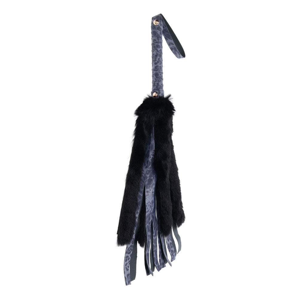 Sex & Mischief Cougar Faux Fur Flogger Navy Blue/Black Furry Flogger Whip