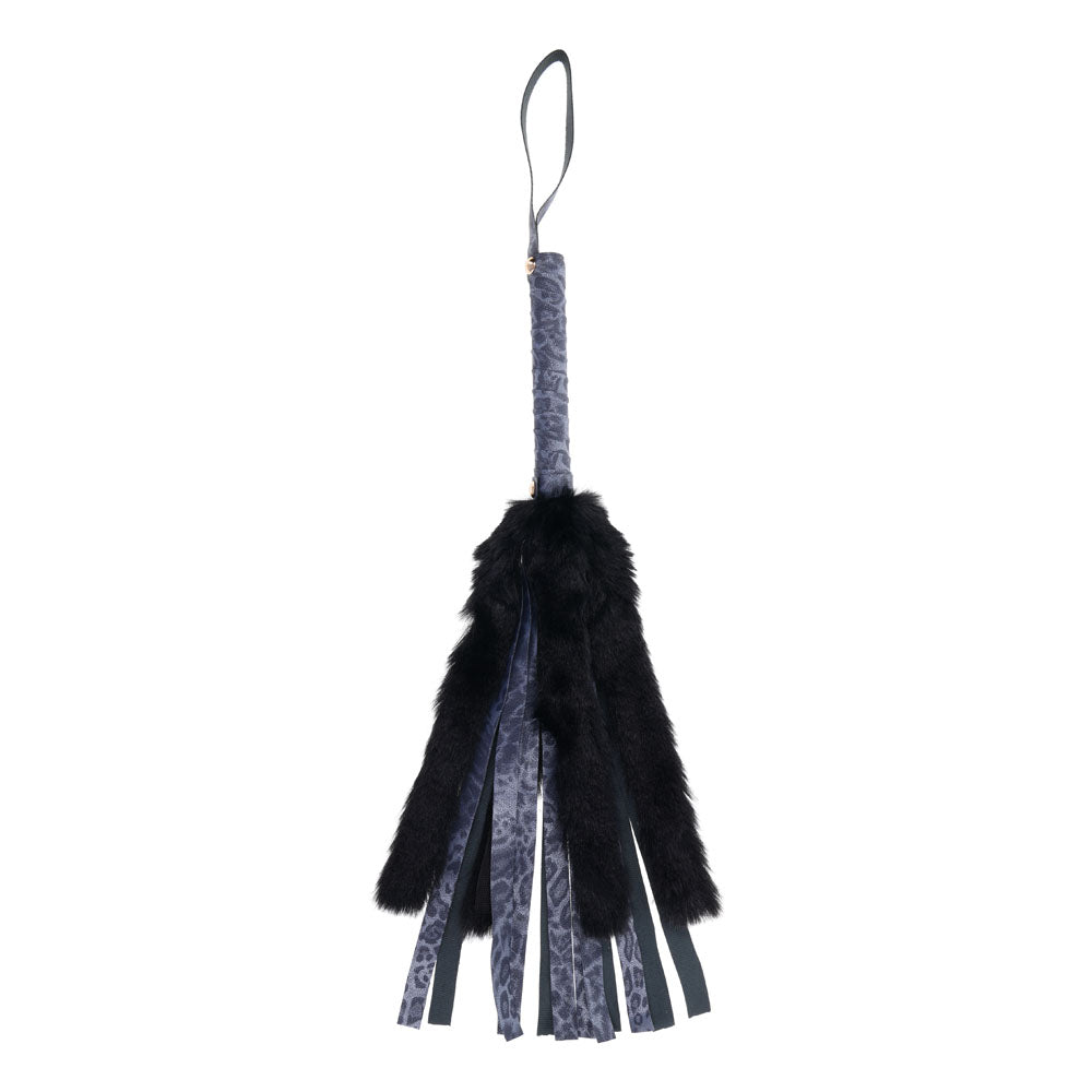 Sex & Mischief Cougar Faux Fur Flogger Navy Blue/Black Furry Flogger Whip