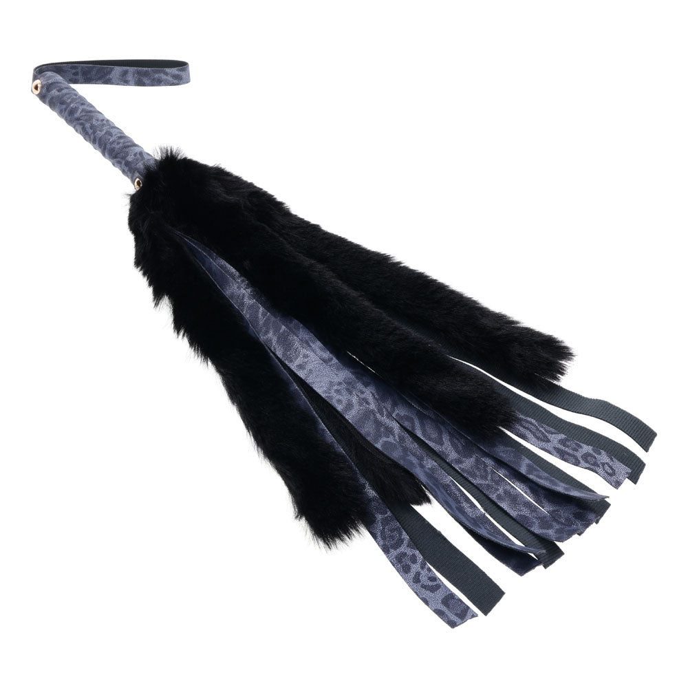 Sex & Mischief Cougar Faux Fur Flogger Navy Blue/Black Furry Flogger Whip