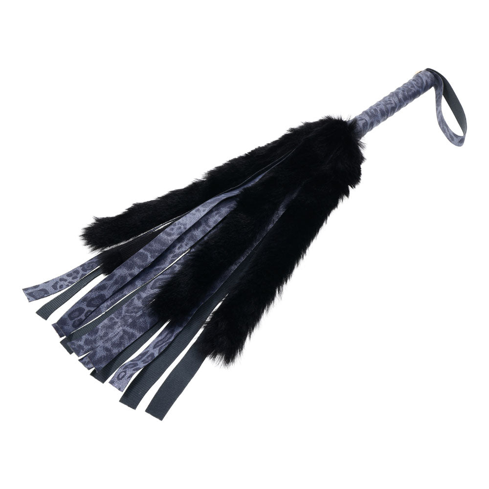 Sex & Mischief Cougar Faux Fur Flogger Navy Blue/Black Furry Flogger Whip