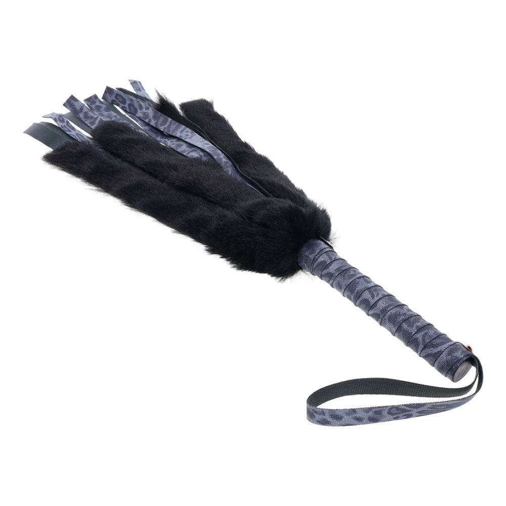 Sex & Mischief Cougar Faux Fur Flogger Navy Blue/Black Furry Flogger Whip