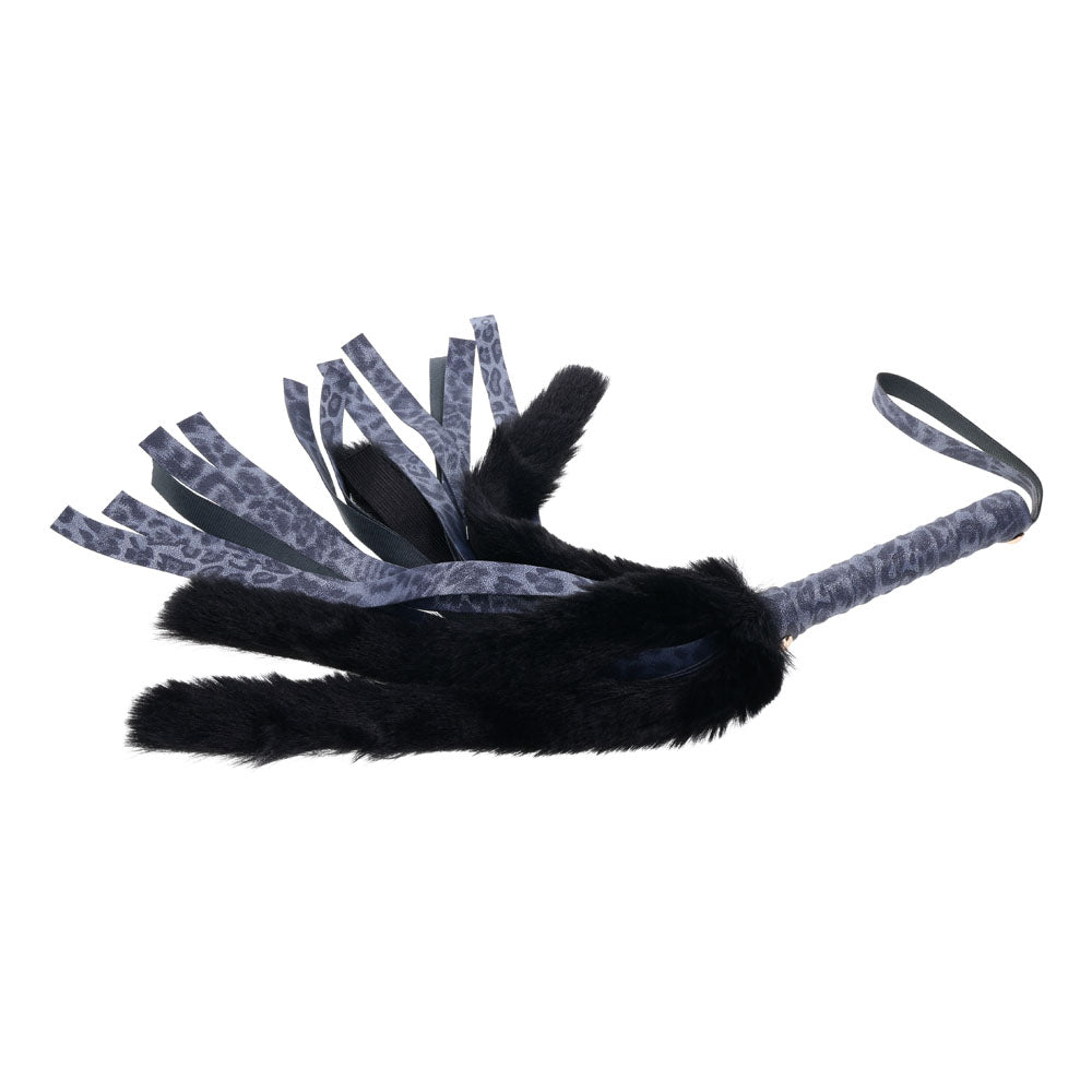 Sex & Mischief Cougar Faux Fur Flogger Navy Blue/Black Furry Flogger Whip