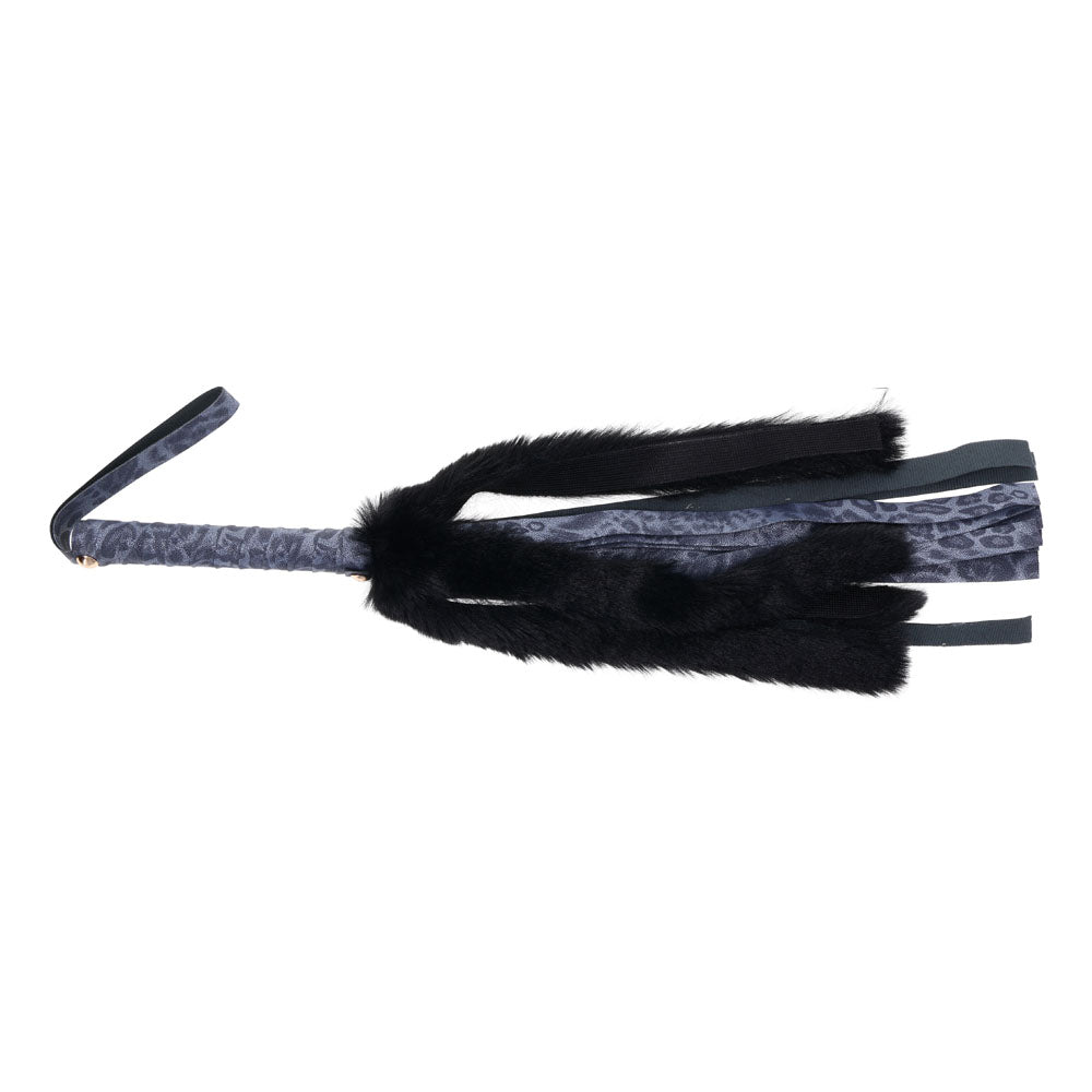 Sex & Mischief Cougar Faux Fur Flogger Navy Blue/Black Furry Flogger Whip