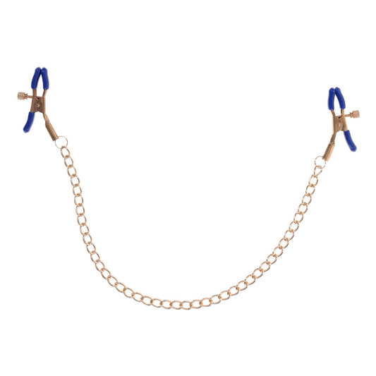 Sex & Mischief Cougar Chained Nipple Clamps Gold Nipple Clamps With Cougar Chain