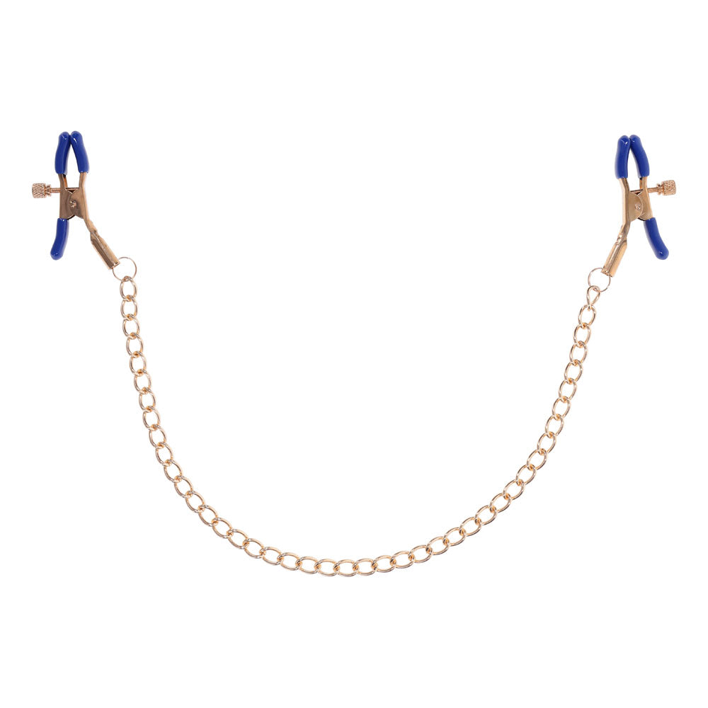 Sex & Mischief Cougar Chained Nipple Clamps Gold Nipple Clamps With Cougar Chain