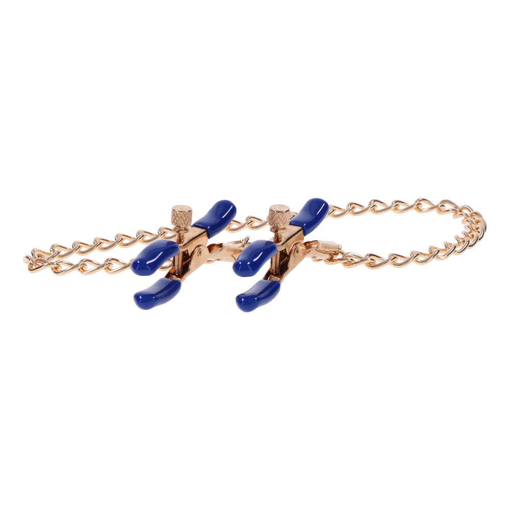 Sex & Mischief Cougar Chained Nipple Clamps Gold Nipple Clamps With Cougar Chain