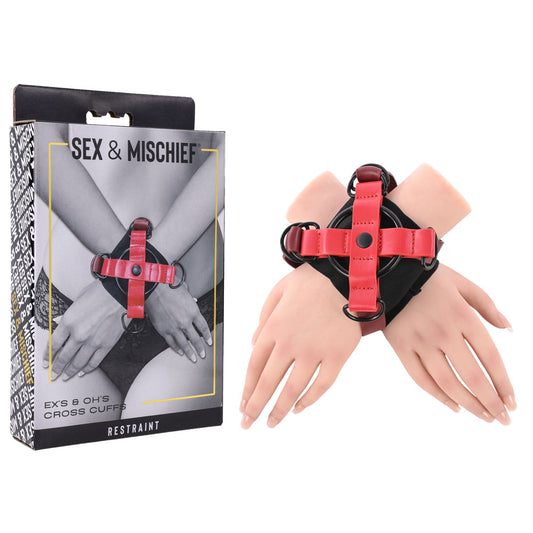 S&M Exs & Ohs Cross Cuffs Red/Black Restraints
