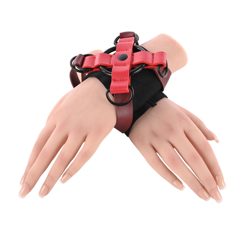 S&M Exs & Ohs Cross Cuffs Red/Black Restraints