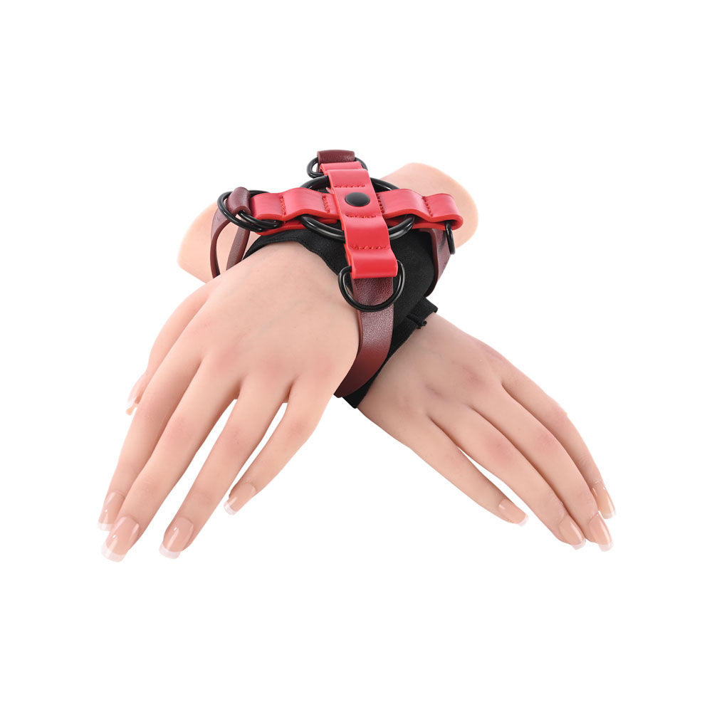 S&M Exs & Ohs Cross Cuffs Red/Black Restraints