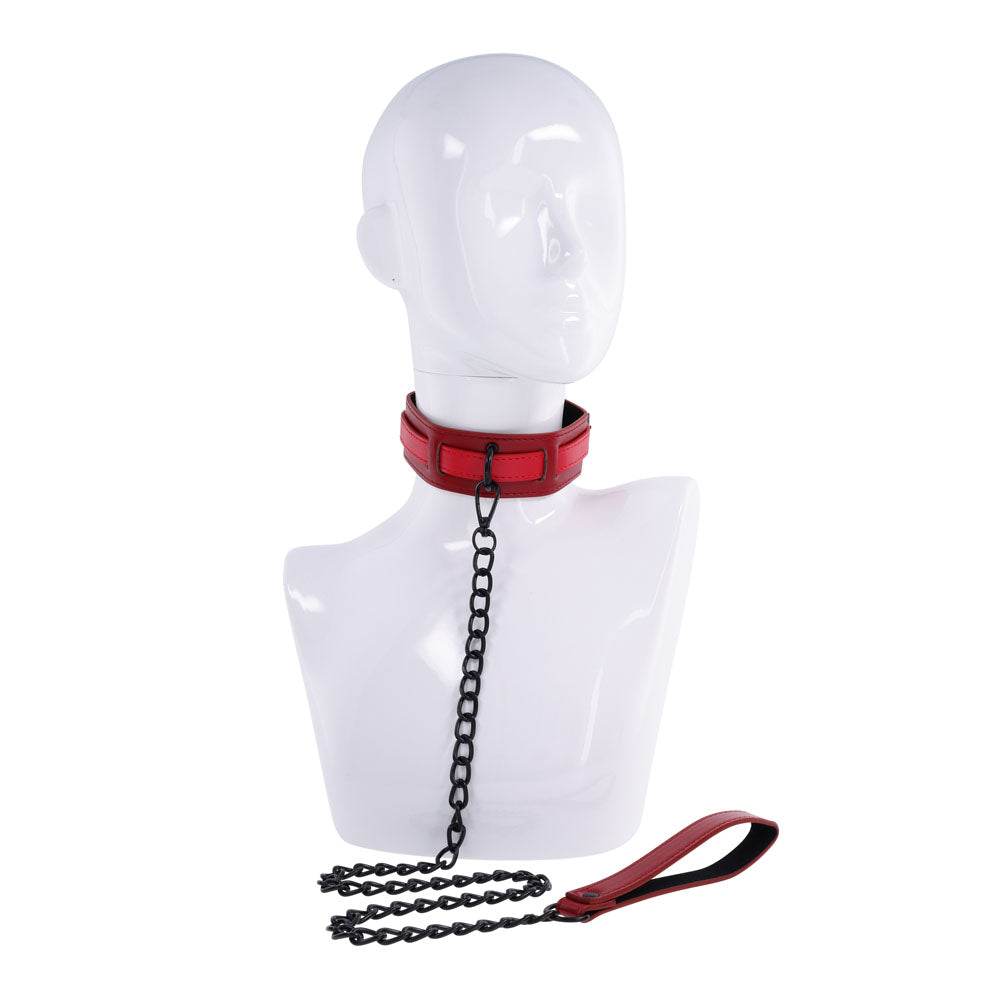 S&M Exs & Ohs Collar And Leash Red Neck Restraint