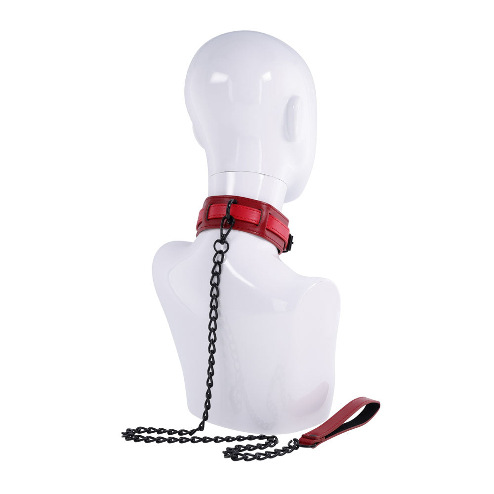S&M Exs & Ohs Collar And Leash Red Neck Restraint