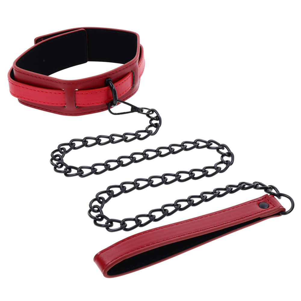 S&M Exs & Ohs Collar And Leash Red Neck Restraint