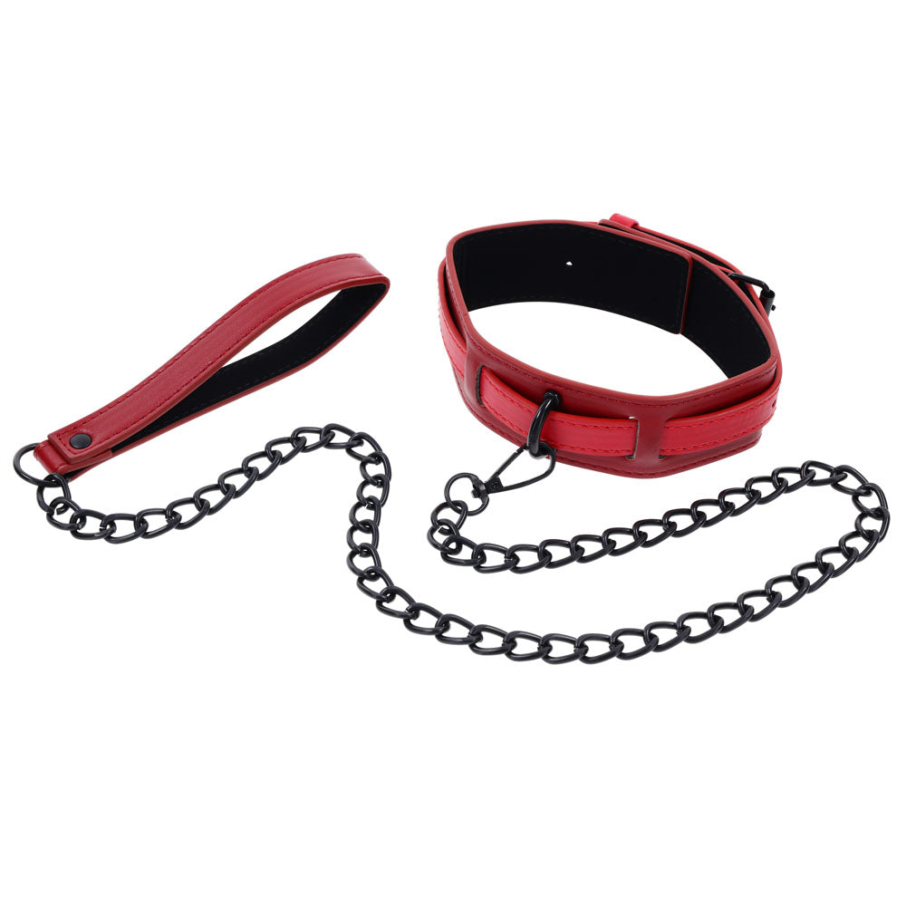 S&M Exs & Ohs Collar And Leash Red Neck Restraint