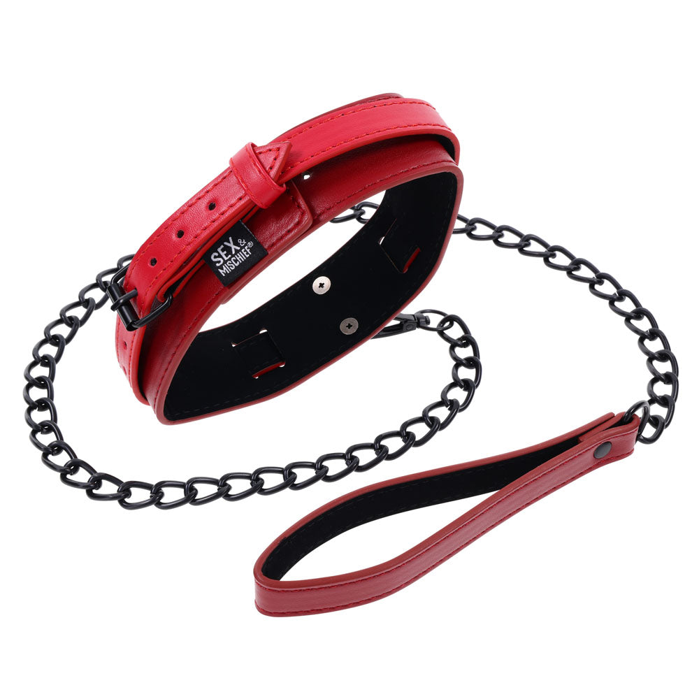 S&M Exs & Ohs Collar And Leash Red Neck Restraint