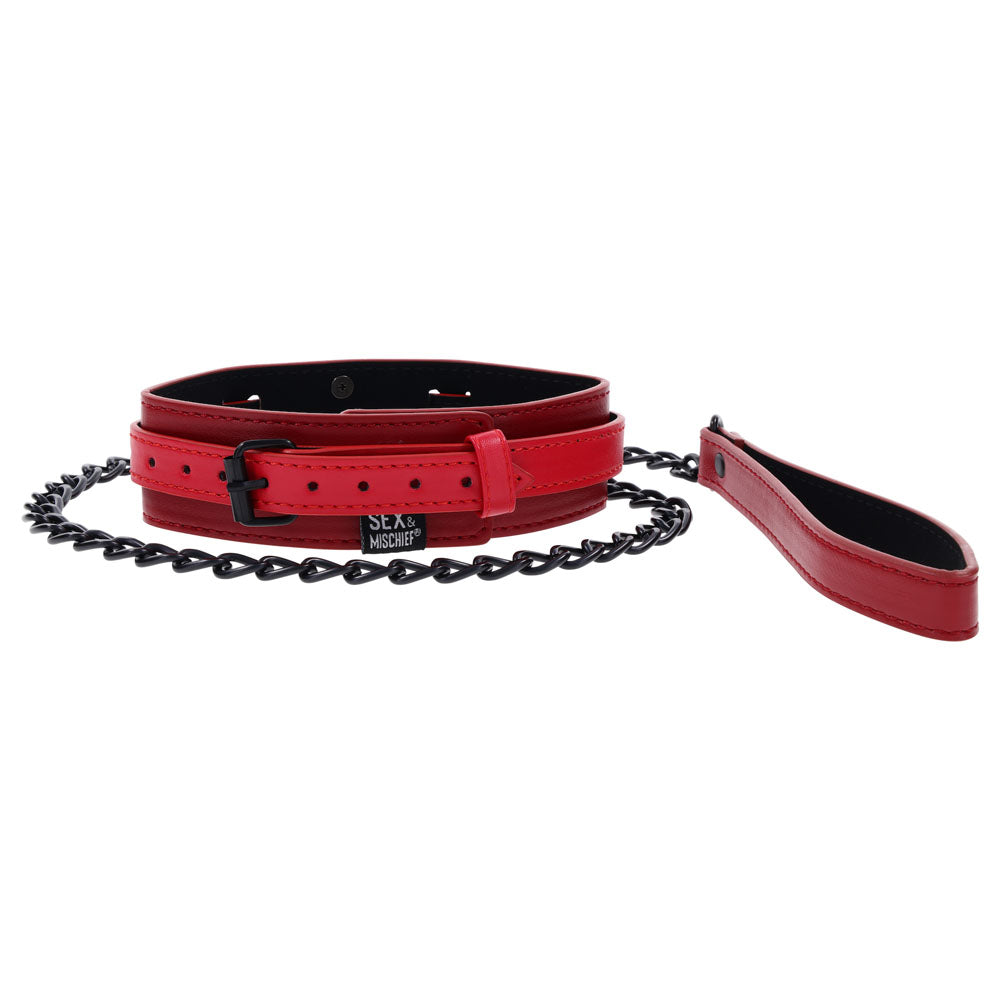 S&M Exs & Ohs Collar And Leash Red Neck Restraint