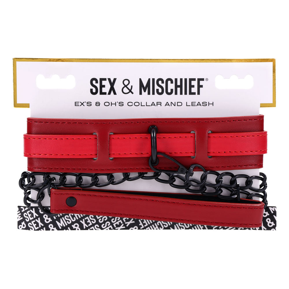 S&M Exs & Ohs Collar And Leash Red Neck Restraint