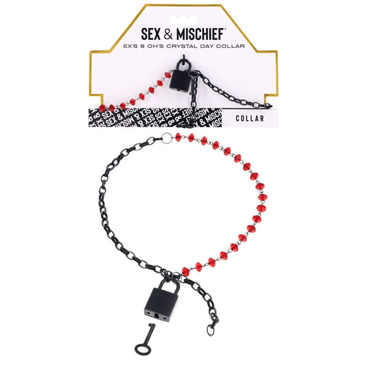 S&M Exs & Ohs Crystal Day Collar Red/Black Collar Jewellery