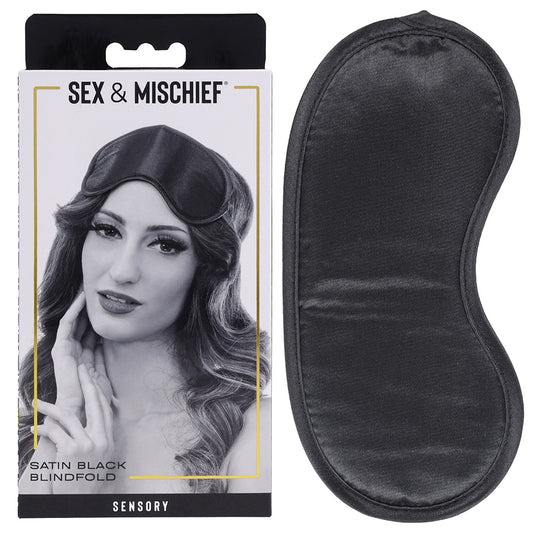Sex & Mischief Satin Blindfold Black Black Blindfold