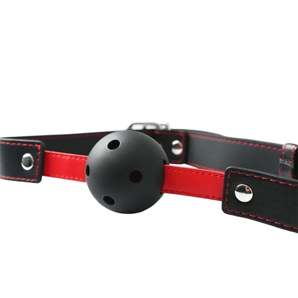Sex & Mischief Hush Ball Gag Black/Red Mouth Restraint
