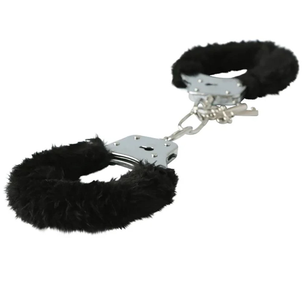 Sex & Mischief Furry Handcuffs Black Black Restraints