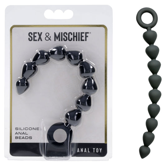 Sex & Mischief Silicone Anal Beads Black Black 22.9 Cm Anal Beads