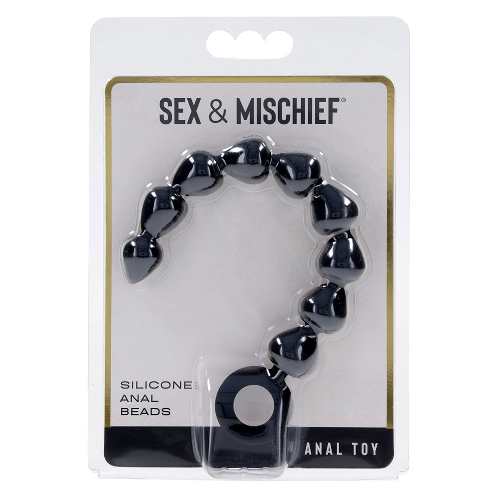Sex & Mischief Silicone Anal Beads Black Black 22.9 Cm Anal Beads