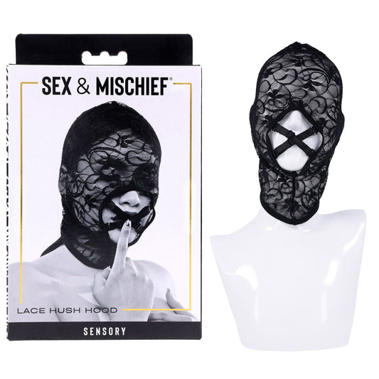 Sex & Mischief Lace Hush Hood Black Hood