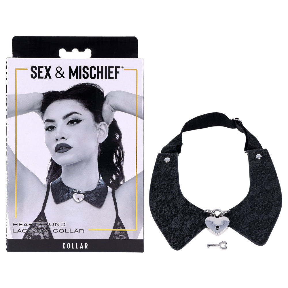 Sex & Mischief Heartbound Lace Day Collar Black Submission Collar