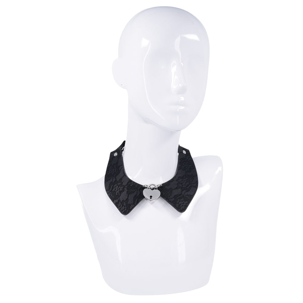 Sex & Mischief Heartbound Lace Day Collar Black Submission Collar