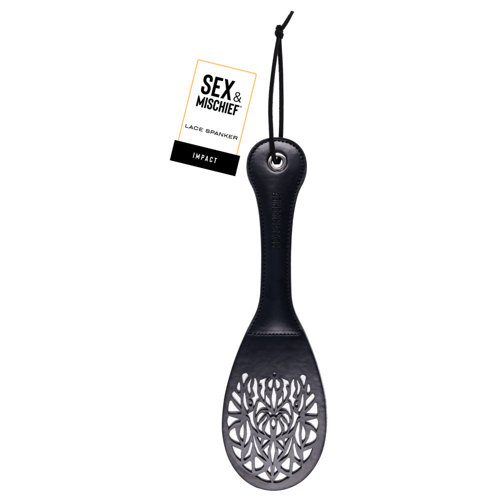 Sex & Mischief Lace Spanker Black Spanking Paddle