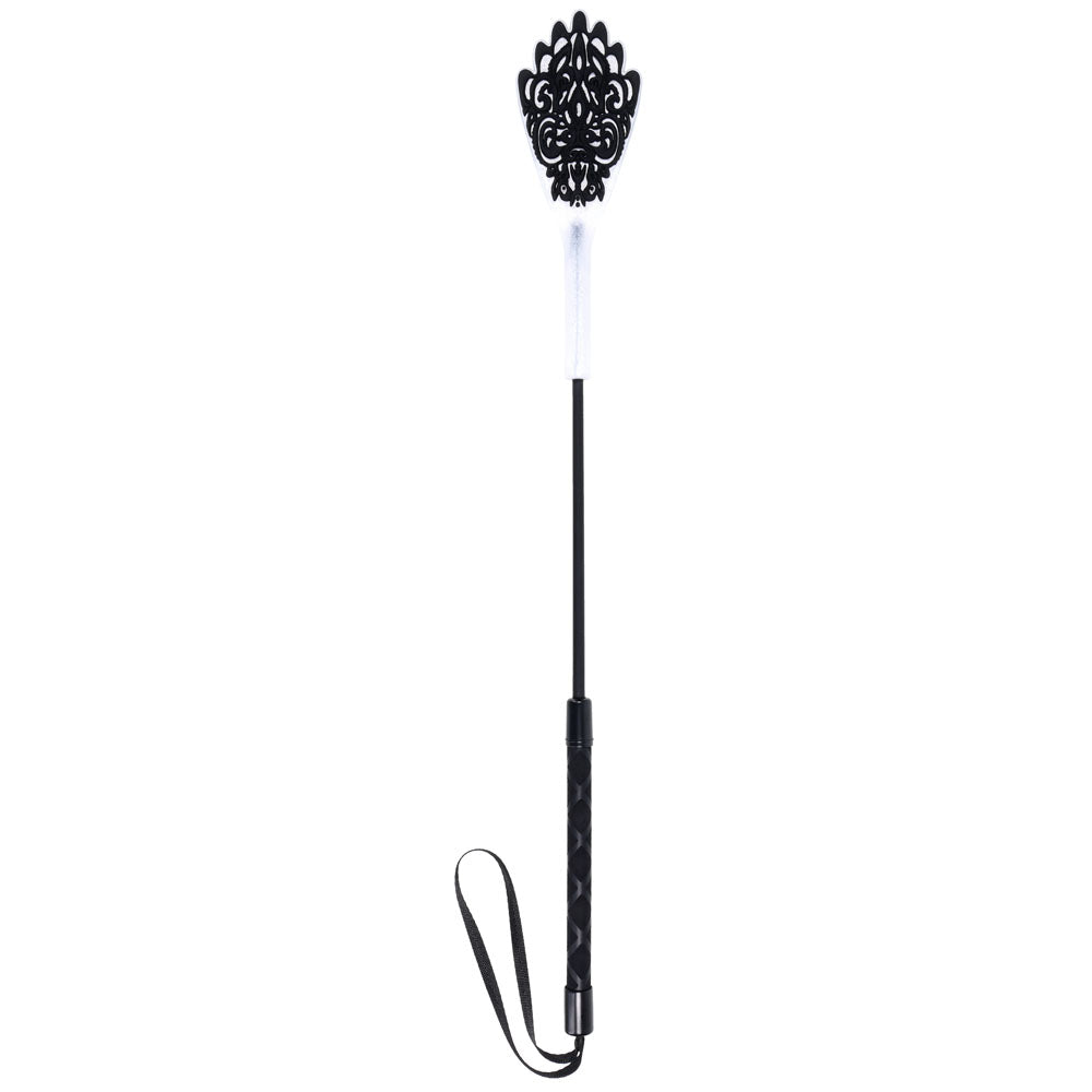 Sex & Mischief Lace Silicone Crop Black/White 50 Cm Crop Whip