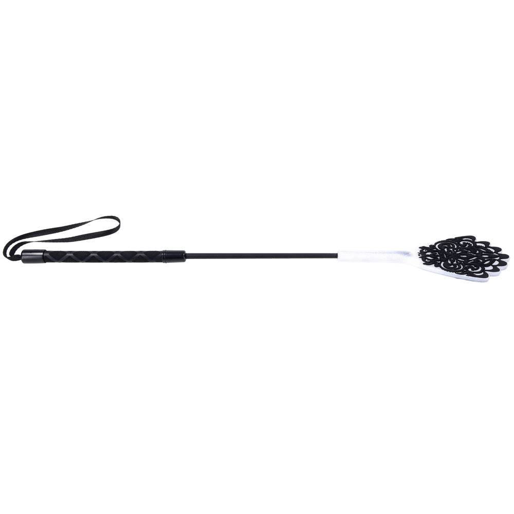 Sex & Mischief Lace Silicone Crop Black/White 50 Cm Crop Whip
