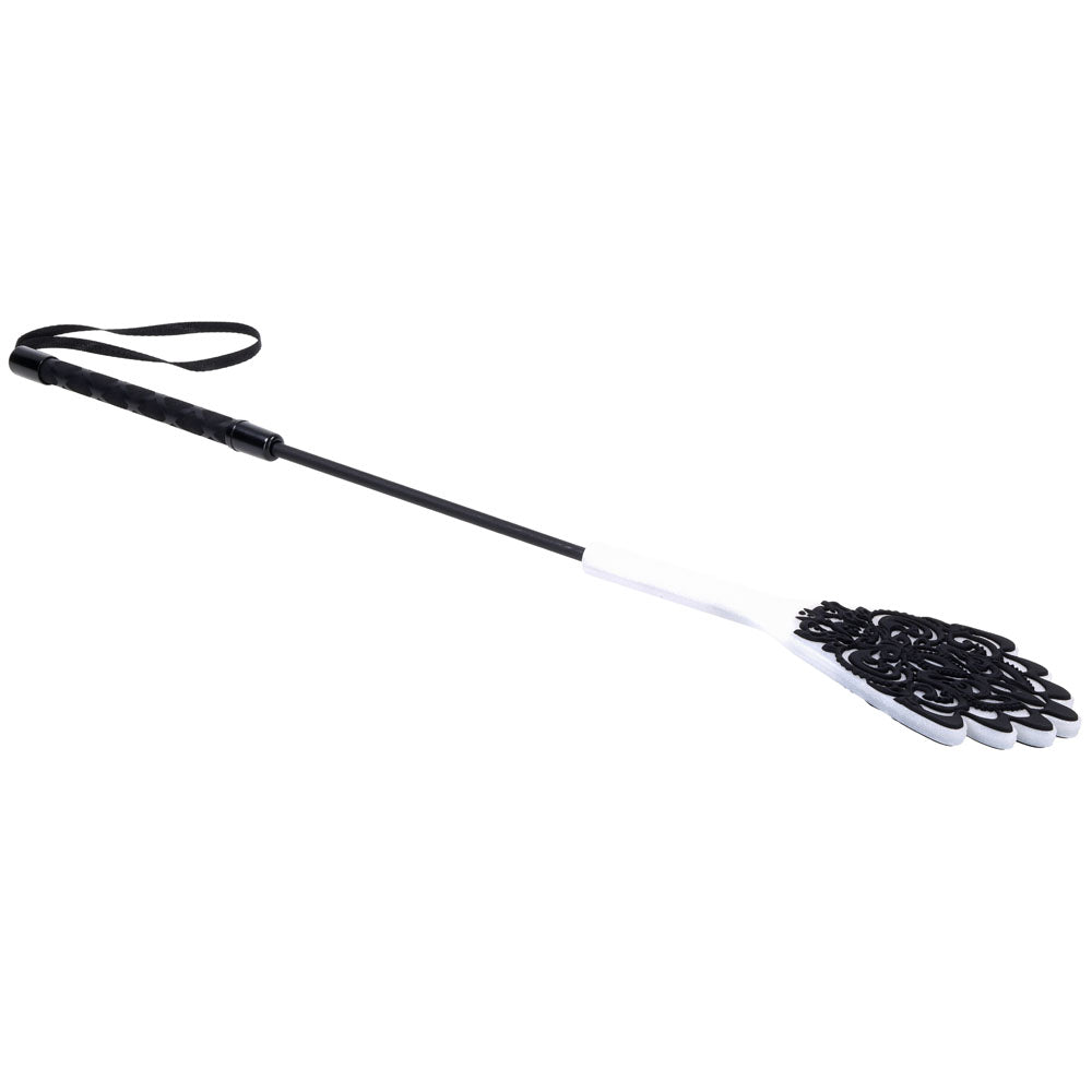 Sex & Mischief Lace Silicone Crop Black/White 50 Cm Crop Whip