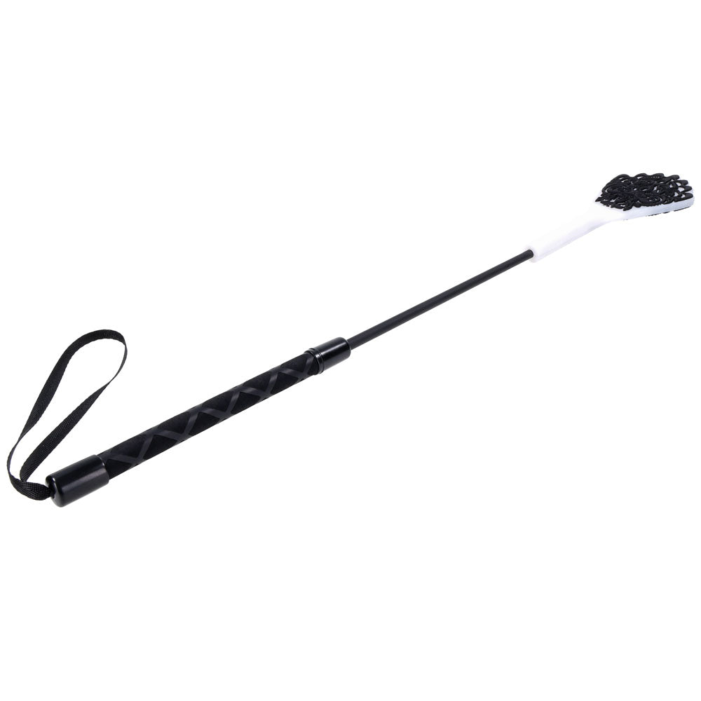 Sex & Mischief Lace Silicone Crop Black/White 50 Cm Crop Whip
