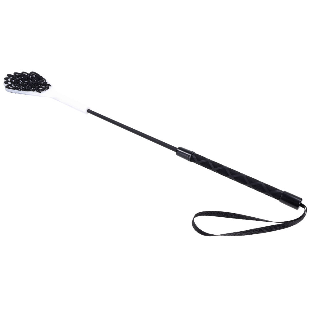 Sex & Mischief Lace Silicone Crop Black/White 50 Cm Crop Whip