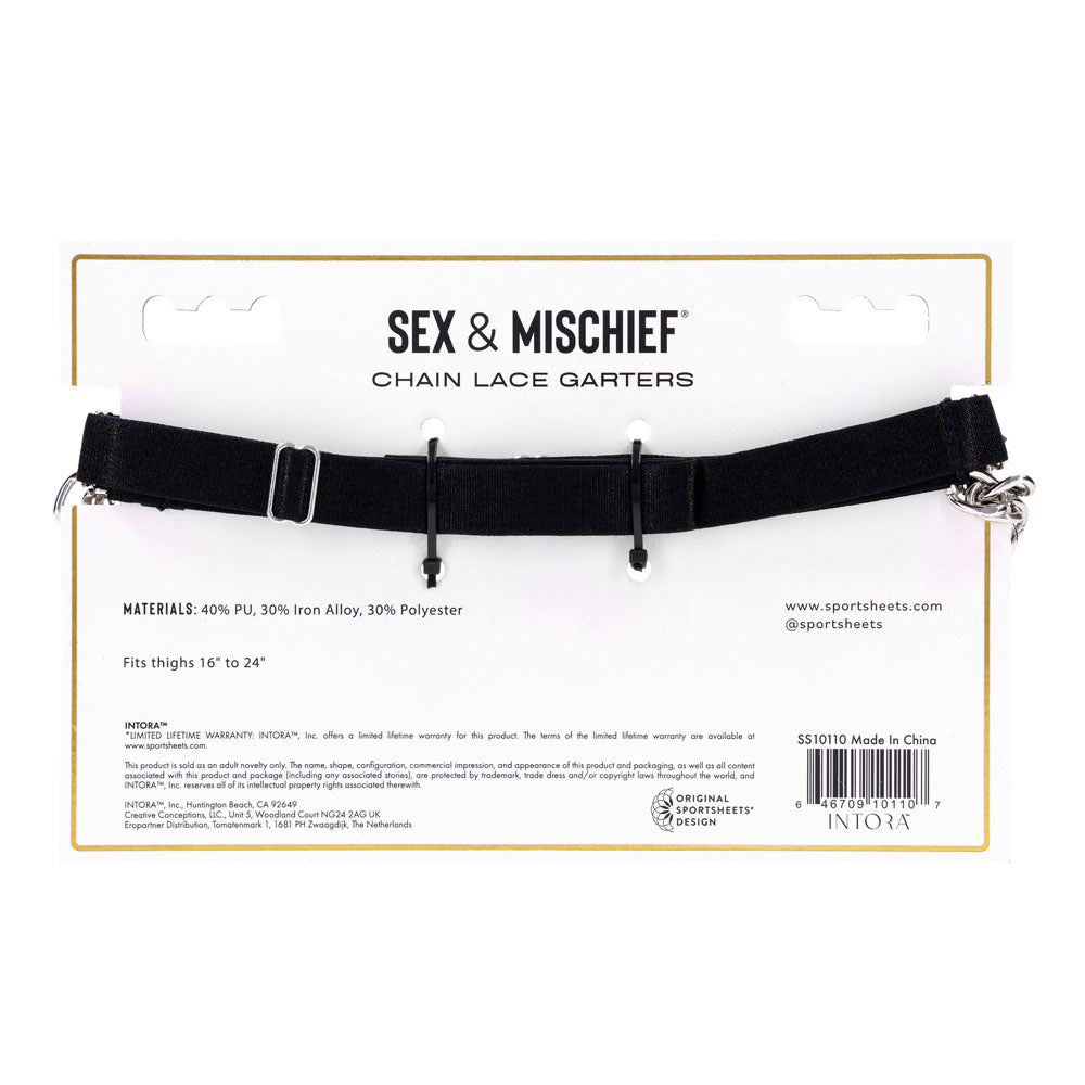 Sex & Mischief Chain Lace Garters Black/Metal Garters
