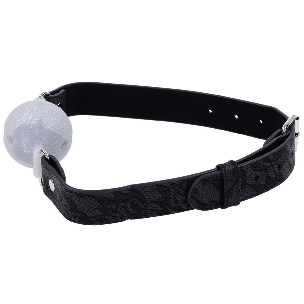 Sex & Mischief Lace Silicone Breathable Ball Gag Black/Grey Mouth Restraint