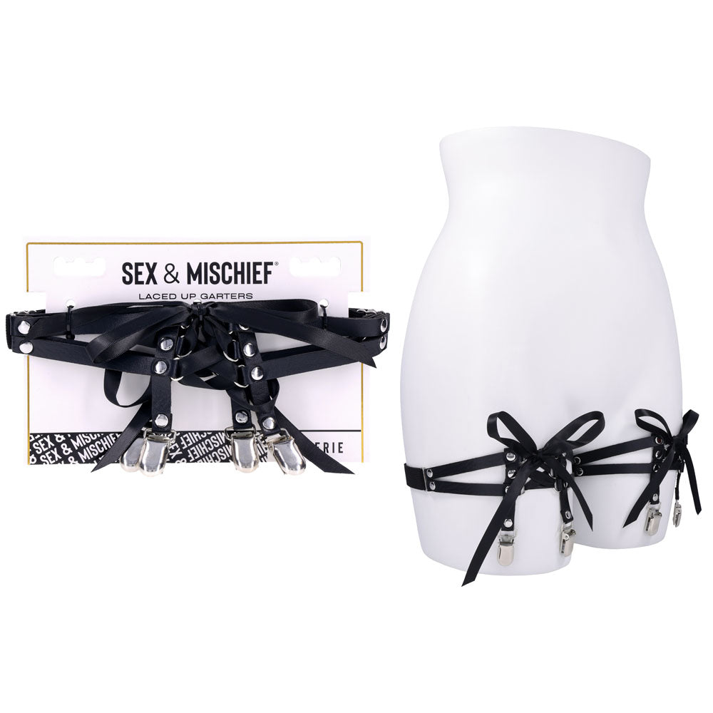 Sex & Mischief Laced Up Garters Black Garters