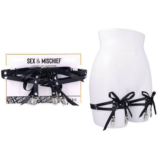 Sex & Mischief Laced Up Garters Black Garters