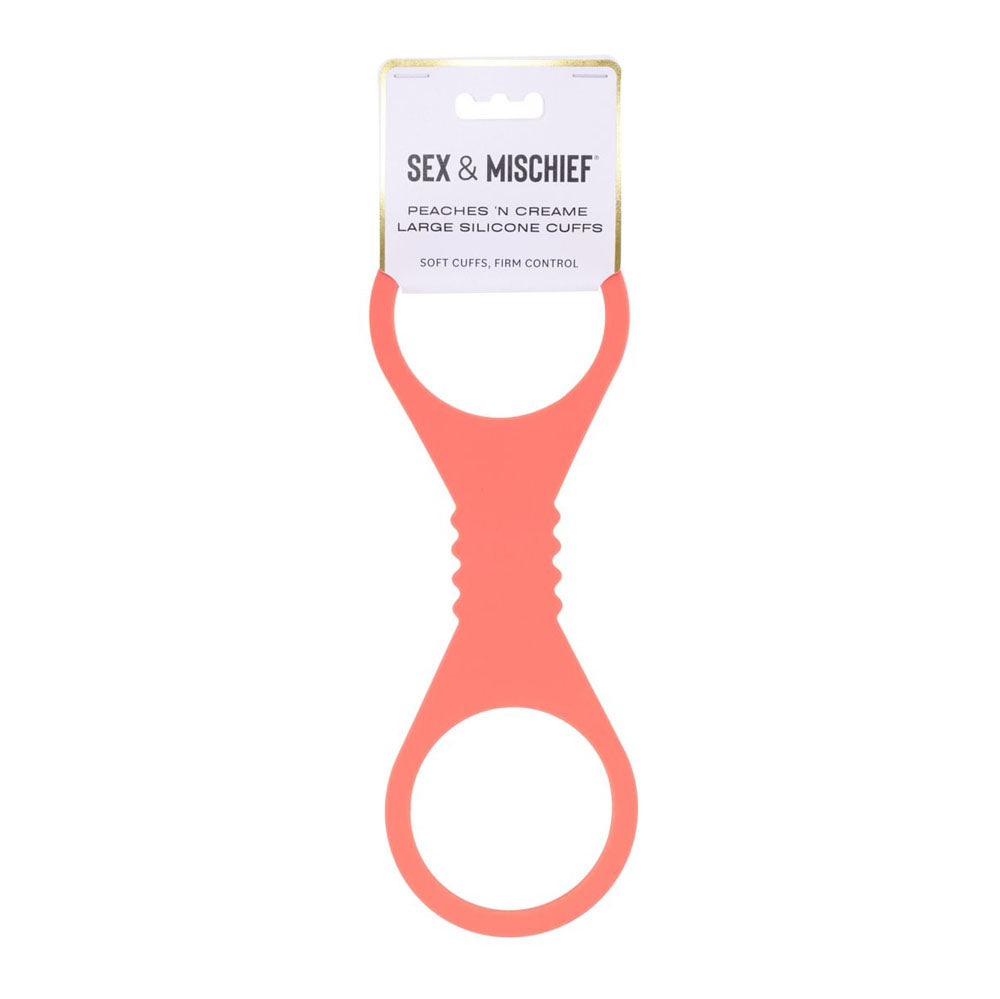 Sex & Mischief Peaches N Crea Me Large Silicone Cuffs Peach Large Silicone Restraints