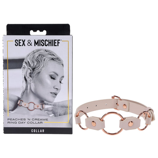 Sex & Mischief Peaches N Crea Me Ring Day Collar Peach Bondage Collar